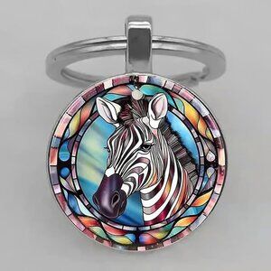 Stainless Steel ZEBRA Keyring Keychain Accessory